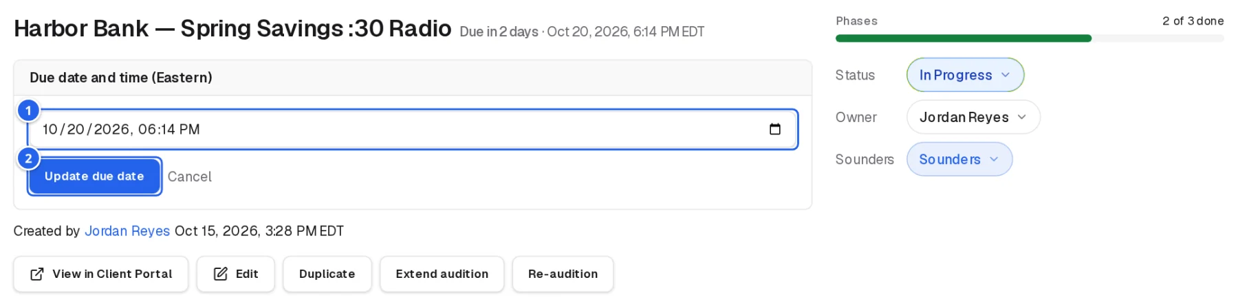 Extending the audition deadline