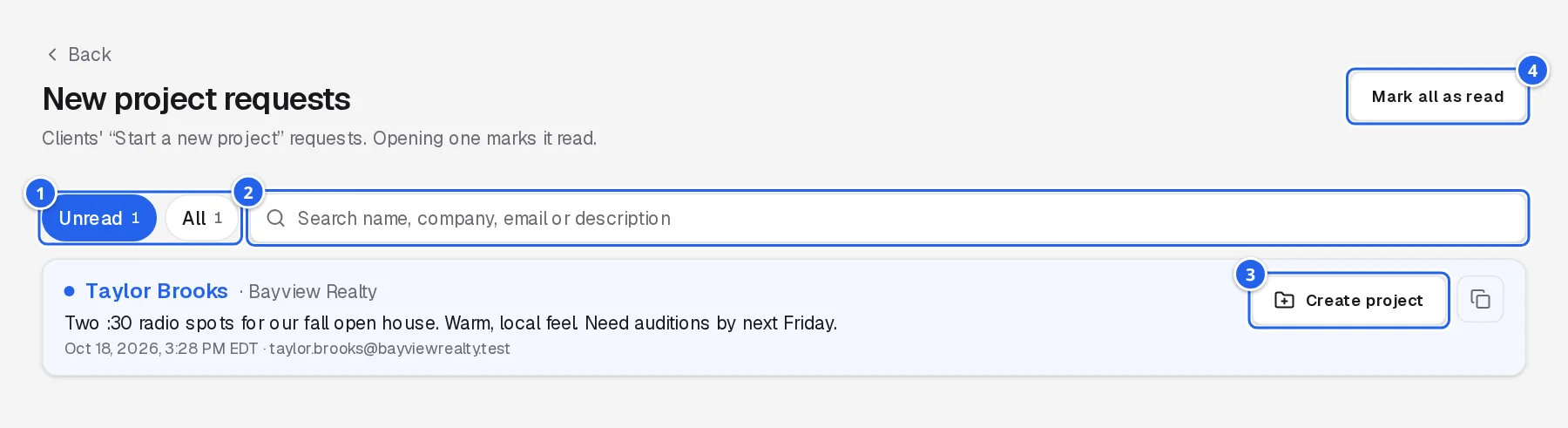 New project requests
